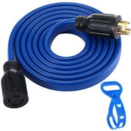 Kanayu 10 FT 4 Prong 30 Amp Generator Extension Cord Compatible with NEMA L14-30P/L14-30R 10 Gauge Flat Generator Power Locking Cable Heavy Duty for Manual Transfer Switch 125/250V 7500W, ETL Listed