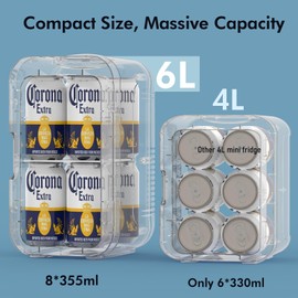 CALEN Mini Fridge with 2 Bottles, 6L/8 Cans Mini Fridge for Bedroom, Skincare Fridge 110V AC/12V DC Small Refrigerator for Food, Beverages, Cosmetics, Portable Mini Refrigerator for Office, Dorm, Car