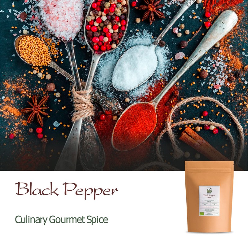 Black Pepper Whole Corns Organic - Gourmet Black Peppercorn -