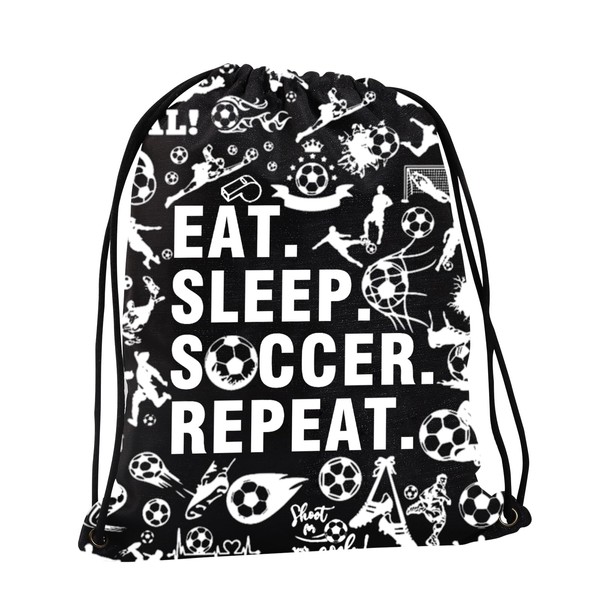 JYTAPP Soccer Gifts Bag Eat Sleep Soccer Repeat Drawstring Bag