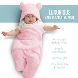 BlueMello BlueMello Baby Swaddle Blanket | Ultra-Soft Plush Essential for Infants 0-6 Months | Receiving Swaddling Wrap Pink | Ideal Newborn Registry and Toddler Boy Accessories | Perfect Baby Girl Shower Gift