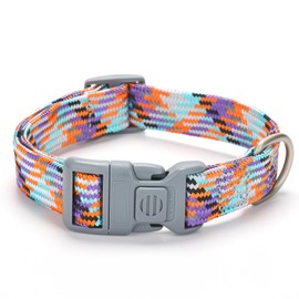 YUDOTE Reflective Nylon Dog Collar with Safety Buckle,Soft Adjustable Heavy Duty Braided Dog Collars for Small Medium Large Dogs,Medium