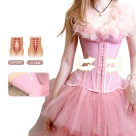 Women Shapewear Heavy Duty Dragons Bone Underbust Corset Breathable Lace Bustier Corsets Top Wedding Comfort Body ShaperColor: Pink, Size: S
