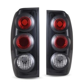 HEADLIGHTSDEPOT Black Altezza Tail Light Set With Smoke Lens Compatible With Nissan Frontier 1998-2004