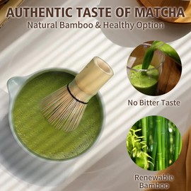 Matcha-Set – Bambus-Matcha-Schneebesen (Chasen) Set, Keramik-Matcha-Schüssel mit Ausgießer, Schaufel, Schneebesenhalter, Sieb, Teesteiler, Rühren, Matcha-Zeremonie-Kits, japanisches Teeset, Zeremonie