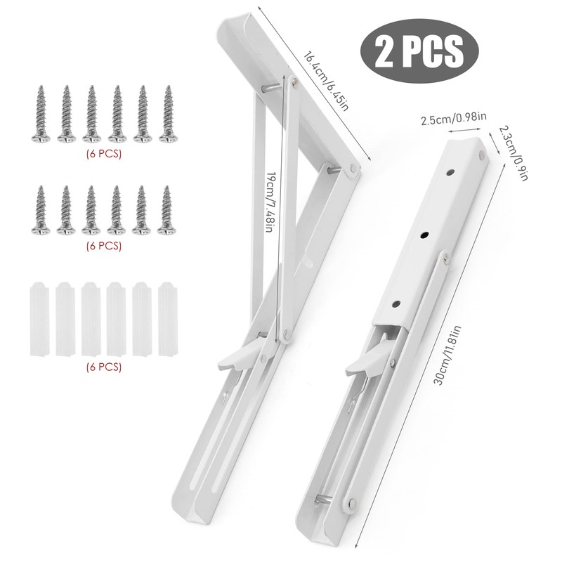 Folding Console Heavy Duty 300 mm, Pack of 2 Stainless