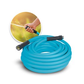 Aqua Joe 50ft Professional-Grade Hybrid Polymer Garden Hose with Dual Swivel Grips, 500-PSI Burst Rating | Aqua Joe