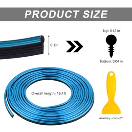NYTKL Car Interior Trim Strips, 16.4 Ft Flexible Vehicle Interior Molding Trim Styling Door Dashboard, Door Edge Molding Line Dashboard Strip Decoration with Installing Tool (Blue)