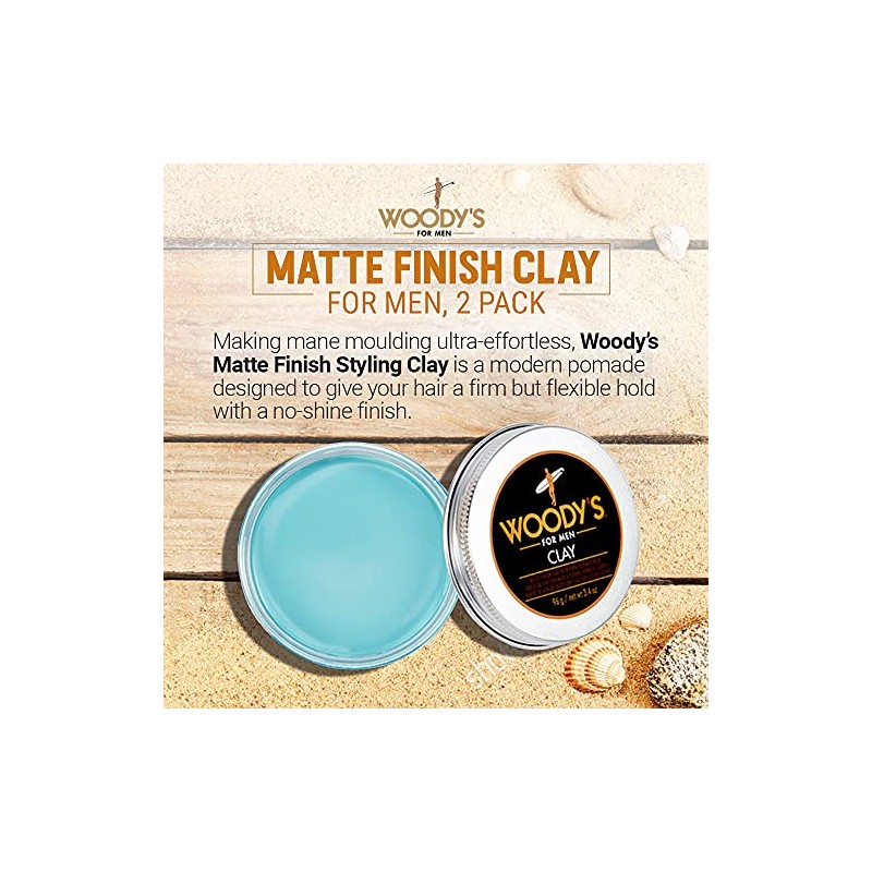Woody's Matte Finish Clay For Men, Styling, 3.4 Oz