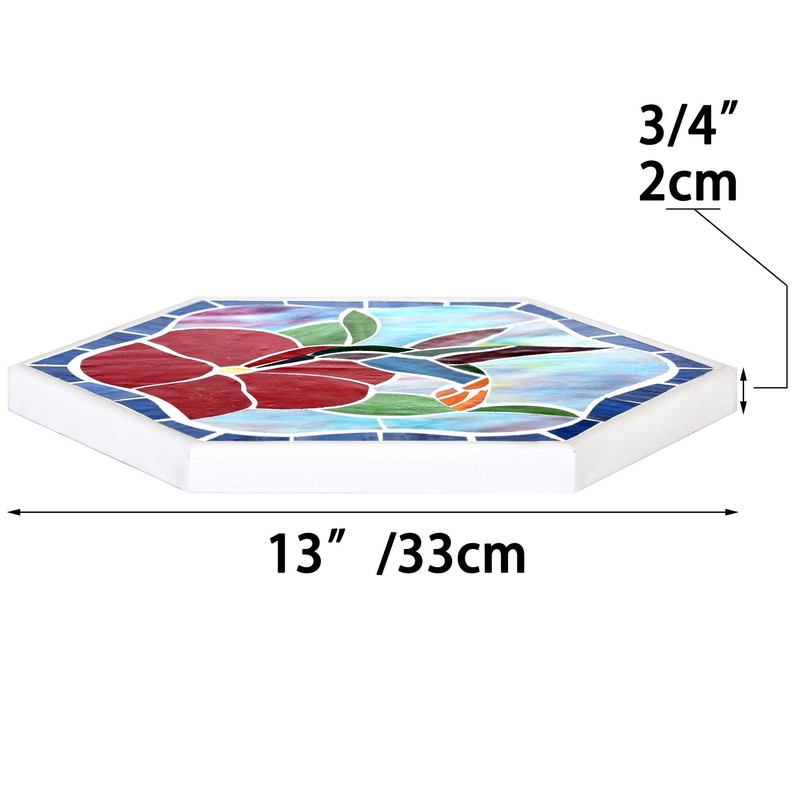 Bieye MSS003 Tiffany Style Stained Glass Mosaic Decorative Stepping Stone