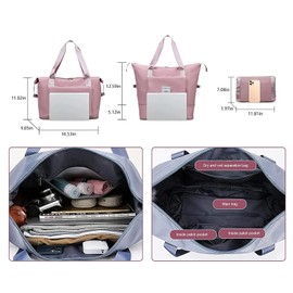 Large Capacity Foldable Travel Bag Portable Foldable Lightweight Waterproof Oxford Fabric for Weekend Sports Gym Holiday, blue