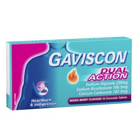Gaviscon Dual Action Heartburn and Indigestion Relief Mixed Berry Tablets 16 Pack