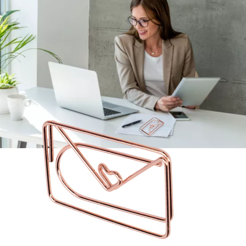 100PCS Paper Clips Portable Mini Cute Shape Electroplated Rose Gold