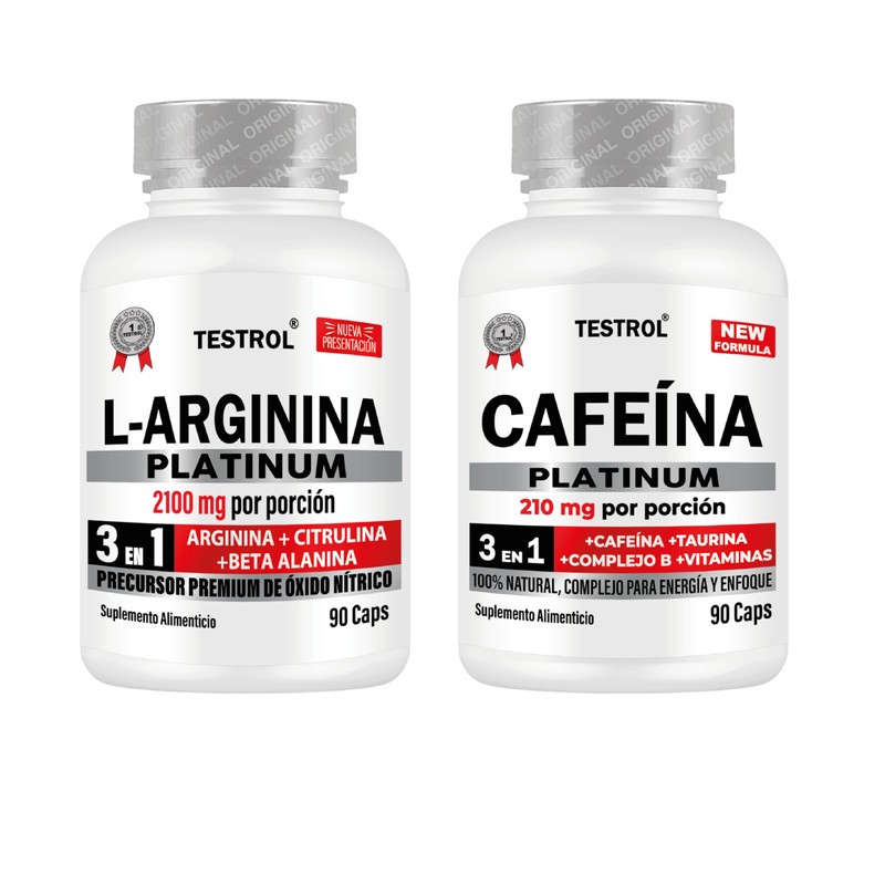 Testrol | Combo Arginina Platinum + Cafeína Platinum | Apoyo