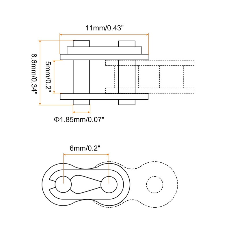 QUARKZMAN 5 pieces 04B-1 roller chain link links 6 mm