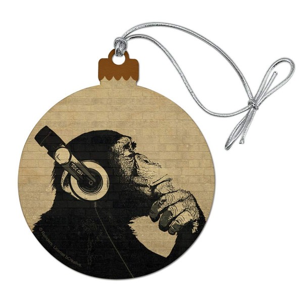 GRAPHICS & MORE Headphone Chimp Monkey Wall Wood Christmas Tree