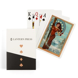 Lantern Press Vail, Colorado, Art Nouveau Skier (52 Playing Cards, Poker Size Card Deck with Jokers)