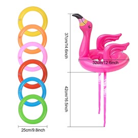 VIKSAUN 14 Pieces Inflatable Ring Toss Game Inflatable Flamingo Hats Flamingo Game for Kids and Adult Family Party Prop Hawaii Summer Party Decorations Water Fun Summer Pool Party (14 pcs)