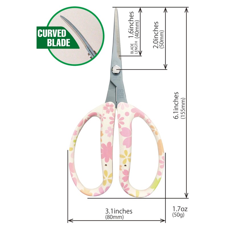CHIKAMASA CRI-550SRF(Cherry Blossom), The Specialty Trimming Precise Scissors, Stainless Steel