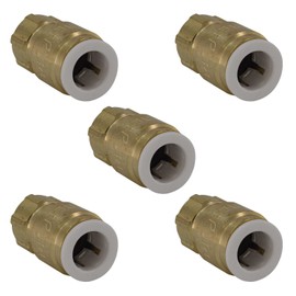 Quick Connect Female Brass Reducing Adapter – 3/8” Quick Connect x 1/4” Female Threaded Compression. Converts 1/4" COMP Fittings to 3/8” QC. Perfect for Water Filtration, RO System, Ice Maker (5 Pack)