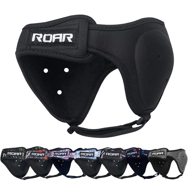 Roar Wrestling Ear Guard MMA Grappling Cauliflower Protection Helmet BJJ Headgear (Black)
