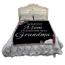 Pure Country Weavers The Only Thing Better Mom Grandma Blanket Flowers - Gift Tapestry Throw Woven from Cotton - Made in The USA (72x54)