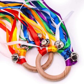 TANOFAR Montessori Toy | Hand Kite | Baby Sensory Toy | Sensory Ribbon Toy | Waldorf Toy | Wooden Baby Toys | Wooden Toddler Toys | Rainbow Hand Kite