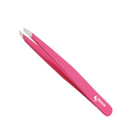 Pink Facial Hair Tweezers - Non Slip Grip Slant Sharp for Ingrown Hair Plucking