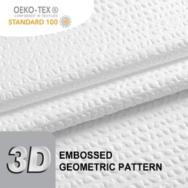 OVZME Berry White Extra Long Shower Curtain 72 x 84 Inch, 3D Embossed Textured Fabric Shower Curtain for Bathroom, Hotel Spa Bathroom Curtains, Water Repellent Machine Washable