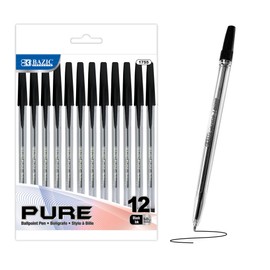 BAZIC PRODUCTS Ballpoint Pens 1.0mm Medium Tip 12 Count