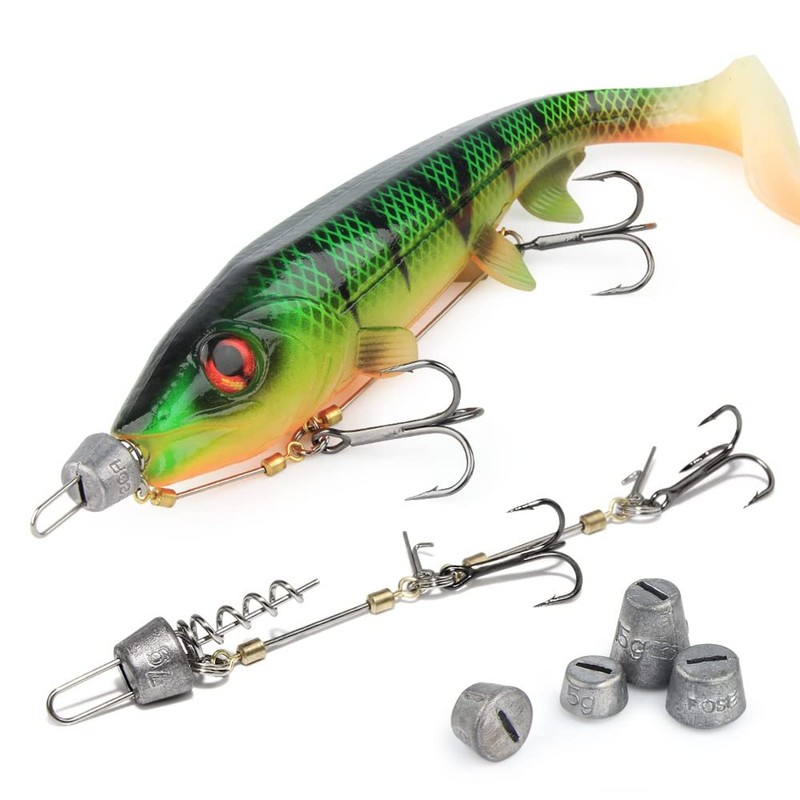 Pack of 3 stinger hooks with leader system (S, M,