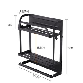 Magnetic Spice Rack Organizer, Magnetic Shelf for Refrigerator, Storage Shelf with Paper Towel Holder for Fridge, Space Saving Fridge Organizer, Fridge Spice Rack for Spice Jars (Double Layer)