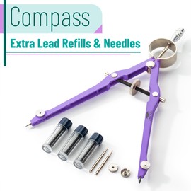 Mr. Pen- Professional Compass for Geometry, Purple with Extra Leads, Metal Compass with Lock, Drawing Compass, Geometry Compass, Math Compass, Compass Drawing, Drafting Compass, Drafting Tools