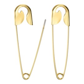 M METERXITY 2-Pack Large Safety Pin, 5.4 in(137mm) Zinc Alloy Heavy Brooch Pin for Sewing Clothes/Costume/Skirts Garments/Craft Supplies, Decorative Safety Pins [Light Gold]