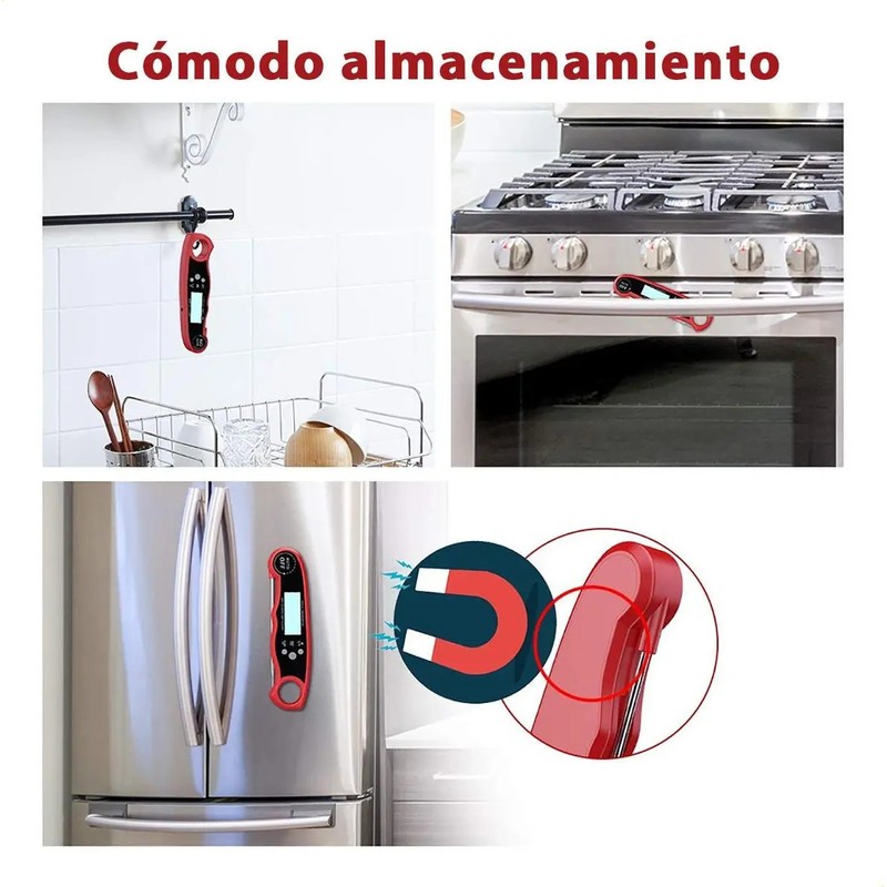 Termómetro Digital Cocina Sonda Doble Carne Horno Acero 304