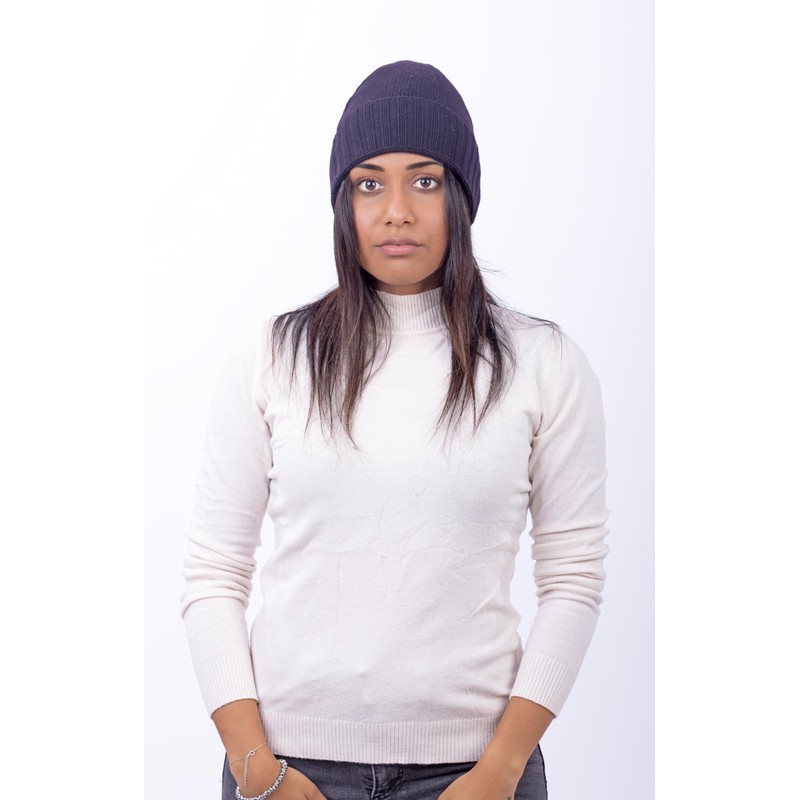 CLASSE77 Wool hat (70%) cashmere blend (30%) with ribbed lapels,