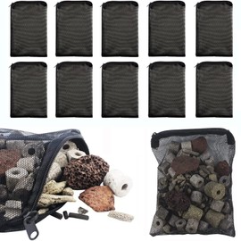 Aquarium Filter Bags, 10 Pcs Fish Tank Bio Ball Media Mesh Storage Bag with Zipper (S (14cm x 20 cm))