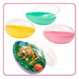 ONE Large 6" Plastic Panoramic Sugar Easter Egg Mold, Assorted Colors, Clear Top