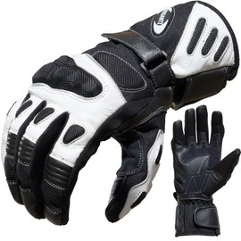 PROANTI Sommer City Motorcycle Gloves, Motorcycle Gloves Made of Nylon Cordura and Leather, Durable Cowhide Inner Surface, Optimal Fit, Comfortable Grip, Protectors, White (M)