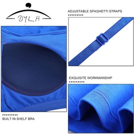 DYLH Beach Dress Slip Dress with Built in Bra Cotton Nightgowns for Women Spaghetti Strap Dress Slip Under Dress Sleepwear PJs