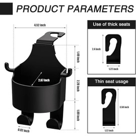 Juego de 2 ganchos para reposacabezas de asiento de coche con soporte para taza, reemplazo multifuncional de gancho de almacenamiento de vehículos, universal, impermeable, accesorios