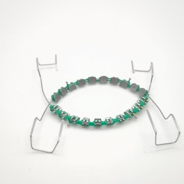 2Pcs One Step Dentistry Fake Braces,Fast Install Temporary Tooth Decoration with Metal Wires Orthodontic Ligature Ties Fake Brace,Dental Students Practice Fake Backets Braces (green)