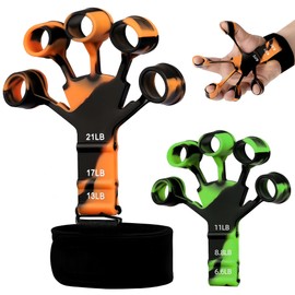 Ejercitador de Dedos Mano,Fortalecedor de Dedos de Agarre Ejercicios,Grip Strength Trainer de 6 Niveles de Resistencia,para Entrenamiento de Fuerza,Finger Strengthener de Silicona,Flexgrip Mano,2PCS