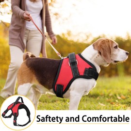 FYY Dog Harness No Pull, Breathable, Reflective Oxford Easy Control Dog Harness with Sturdy Handle for Small Medium Large Dogs S-Red