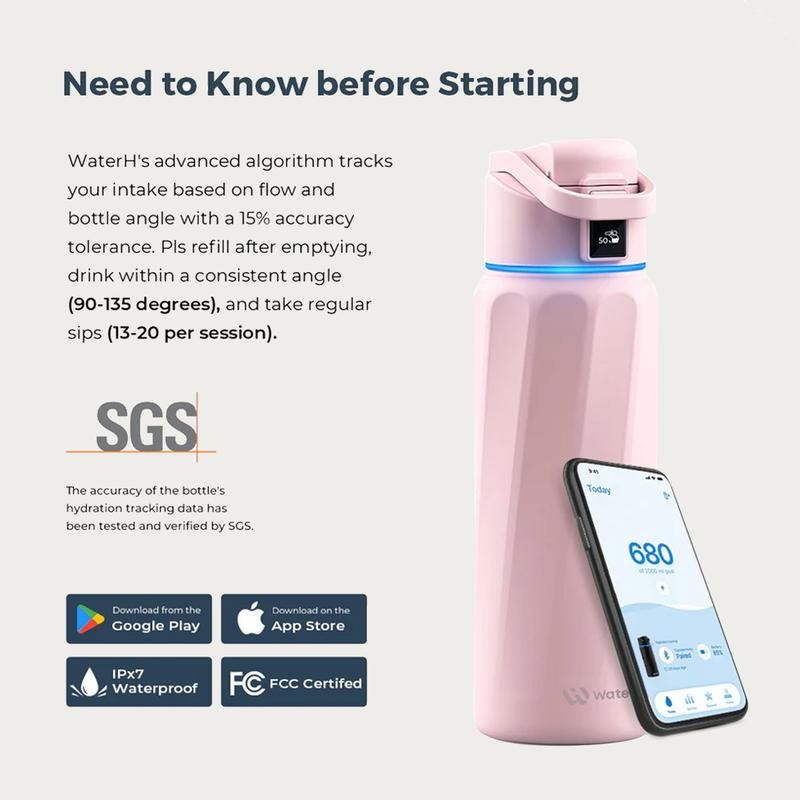 WATERH Boost Smart Water Bottle with APP - Insulated Stainless