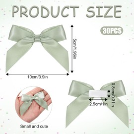 30PCS Green Satin Ribbon Bows 2 inch Self Adhesive Satin Bows for Gift Wrapping Pretied Bows with Sticky Gel Pads Bow Decorations for Birthday Party Wedding Decorations Crafts Gift Bakery Candy Bags