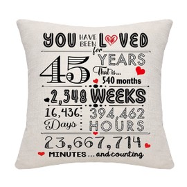 45th Birthday Gift Throw Pillow Covers for 45 Years Old Women Men Happy Birthday Presents Mom Dad Sister Friends Cousin Aunt Uncle Wife Husband Colleagues 45 Years Old Gift (45th Birthday)