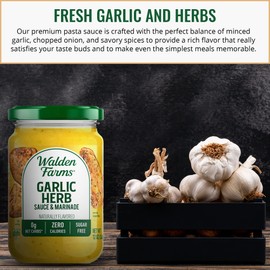 Walden Farms Garlic Herb Sauce – Zero Calorie, Sugar Free, Keto & No Carb Savory Sauce for Pasta, Veggies, Chicken & More – 2-Pack, 12 oz Bottles
