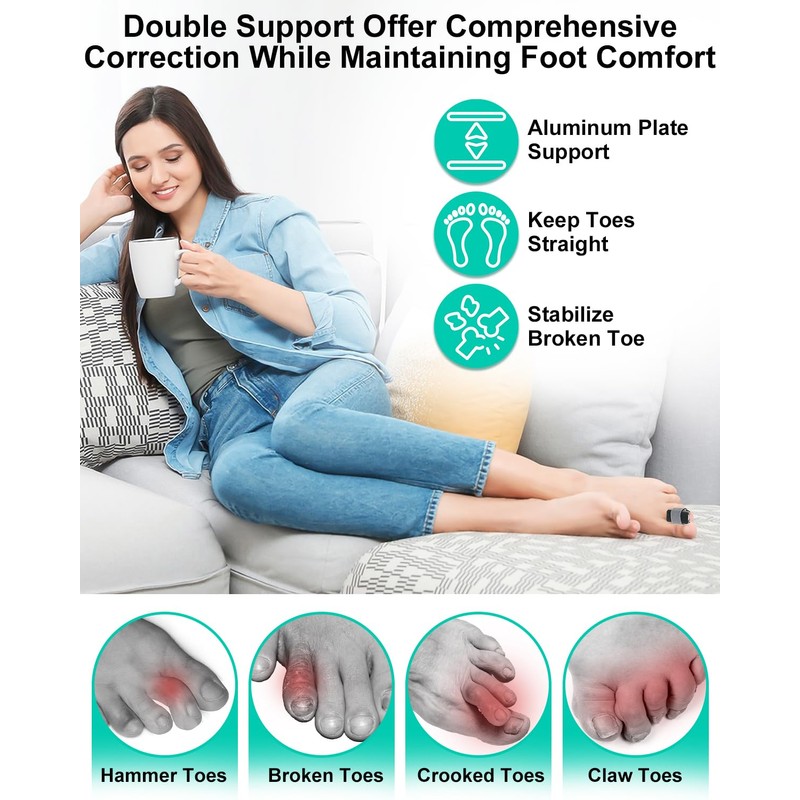 snqqmtt 2Pcs Hammer Toe Straightener with Removable Aluminum Plate and
