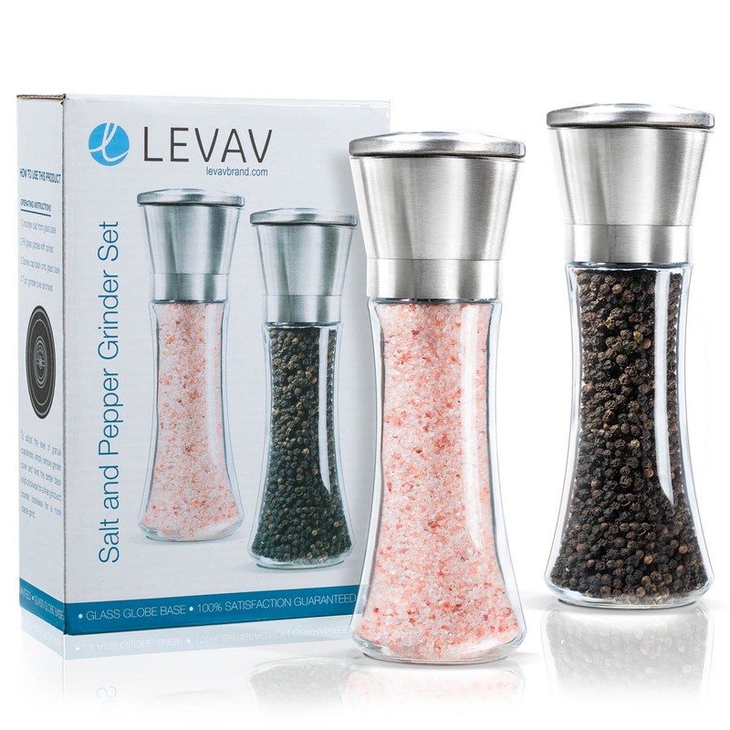 Levav Premium Salt and Pepper Grinder Set of 2- Brushed